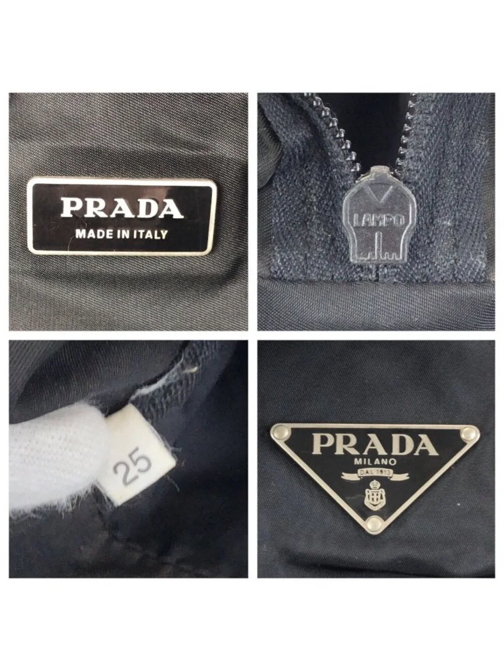 Prada Tessuto Black Silver Nylon Boston